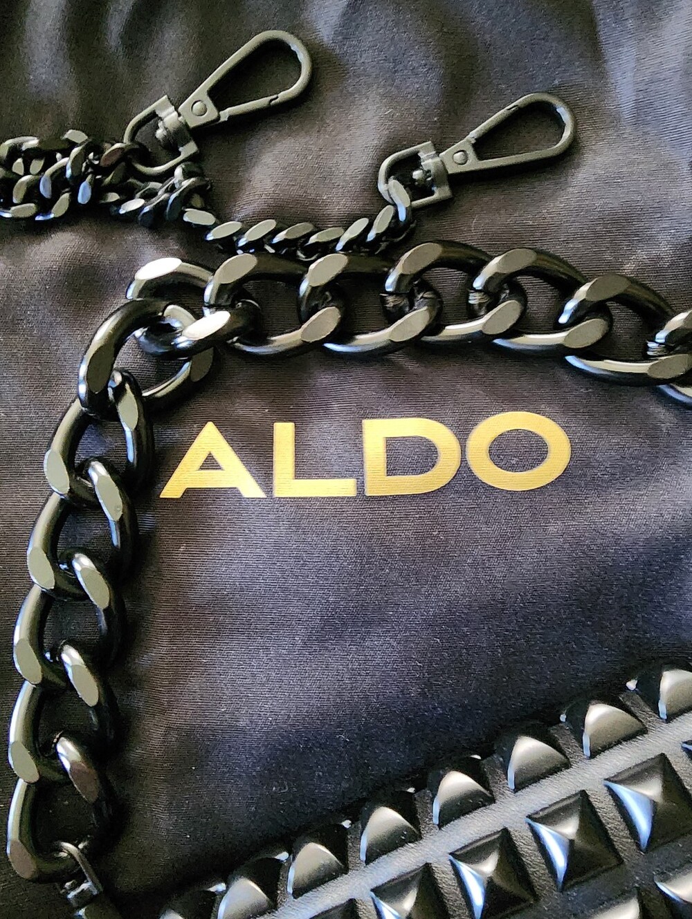 ALDO Gorgio Black Studded Cross Body Purse NWOT - Picture 2 of 6
